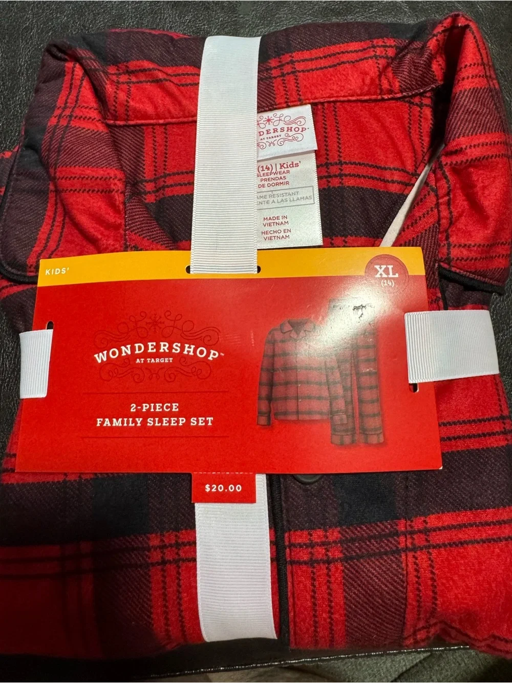 Wondershop Red and Black Plaid Kids 2-Piece Pajama Set